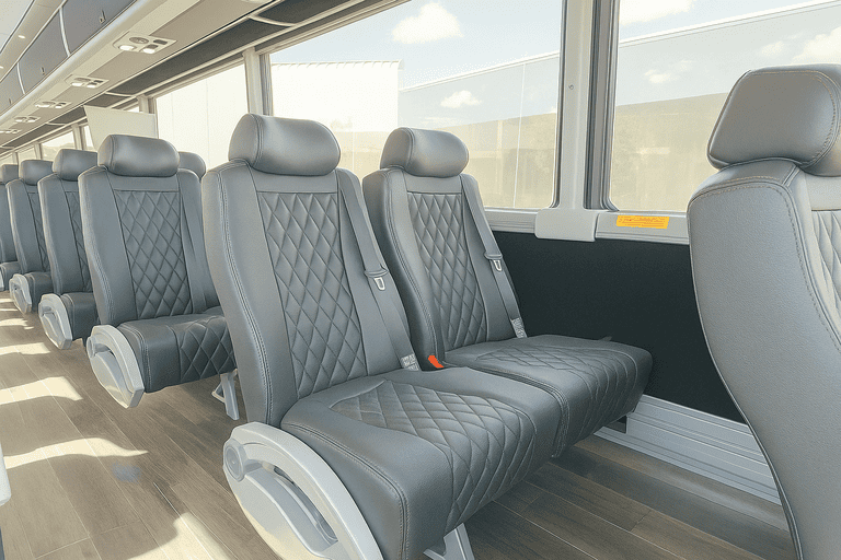 interior of Dayton Coach Bus Service charter bus