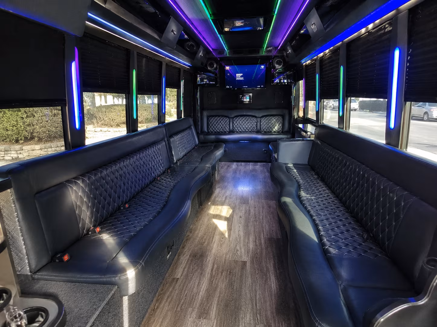 dayton 15 passenger party bus interior