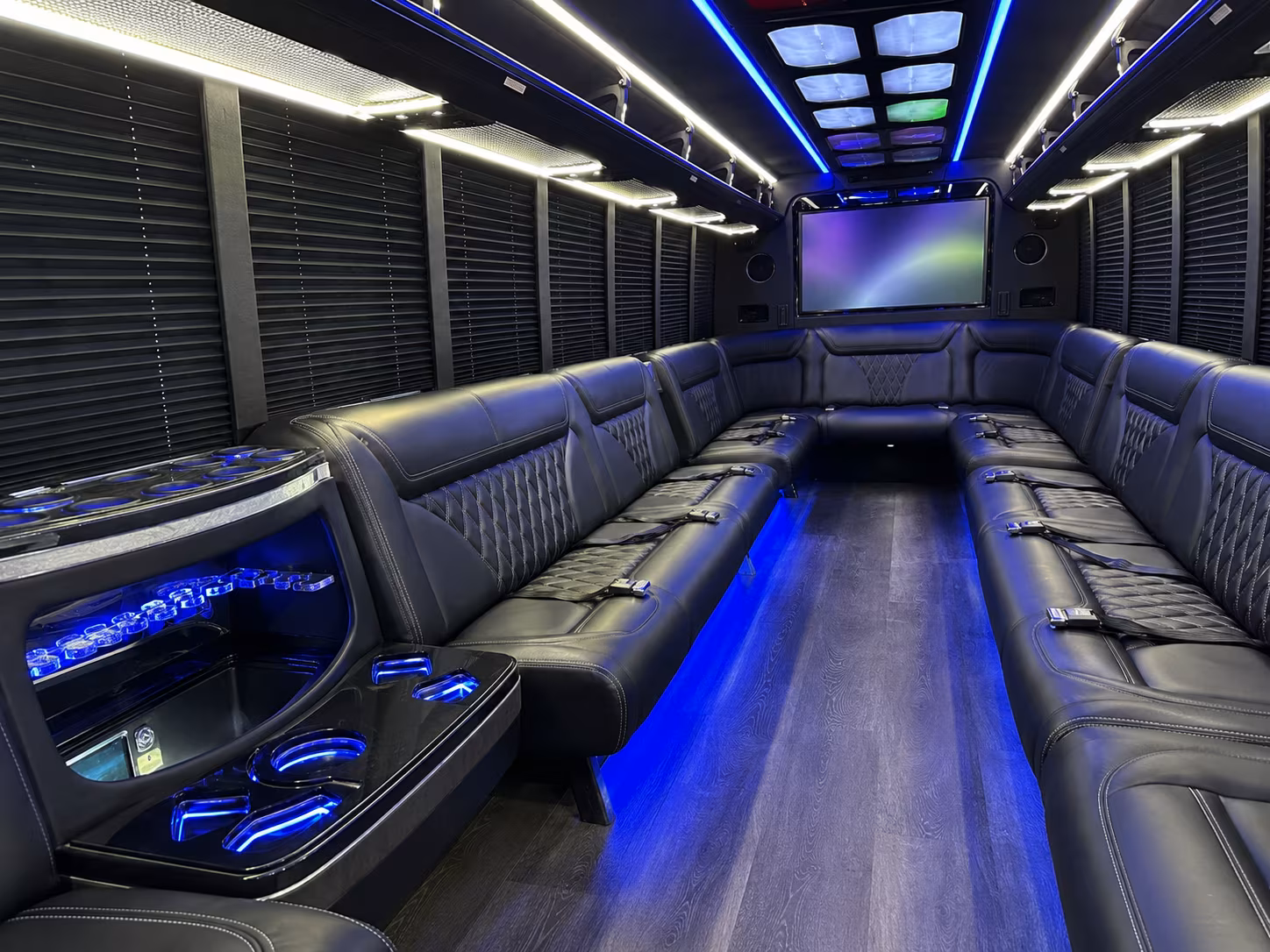 dayton 20 passenger party bus inside