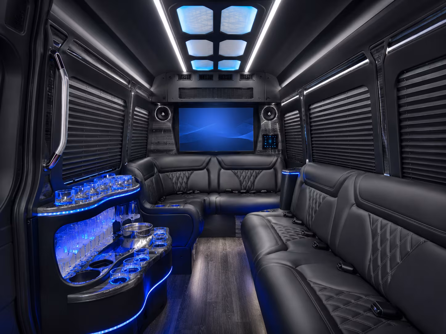 dayton 25 passenger party bus inside