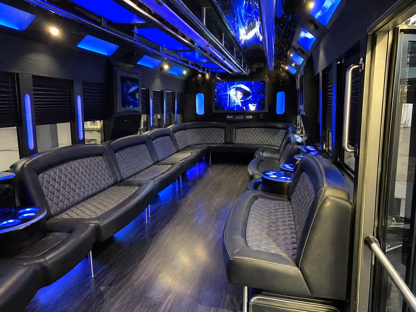 dayton 28 passenger party bus interior