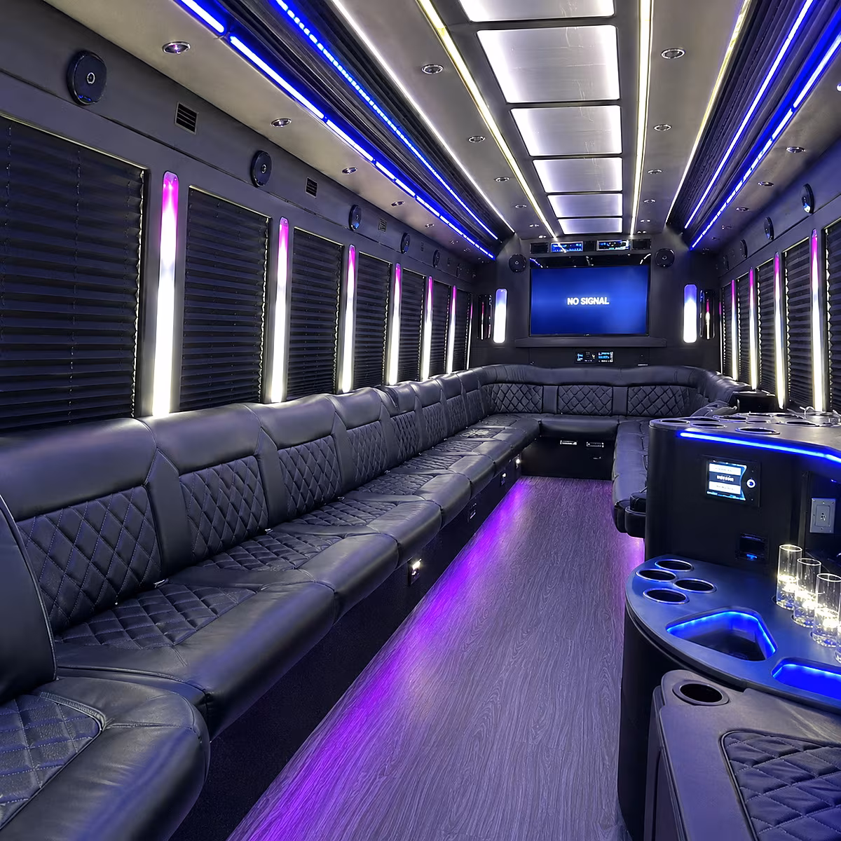 dayton 30 passenger party bus inside