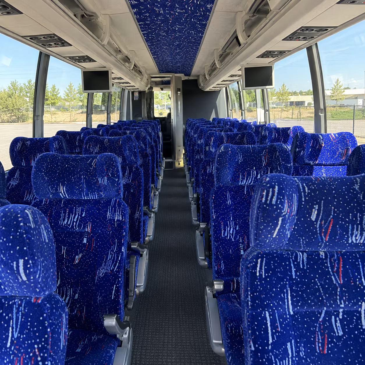 dayton 56 passenger charter bus inside